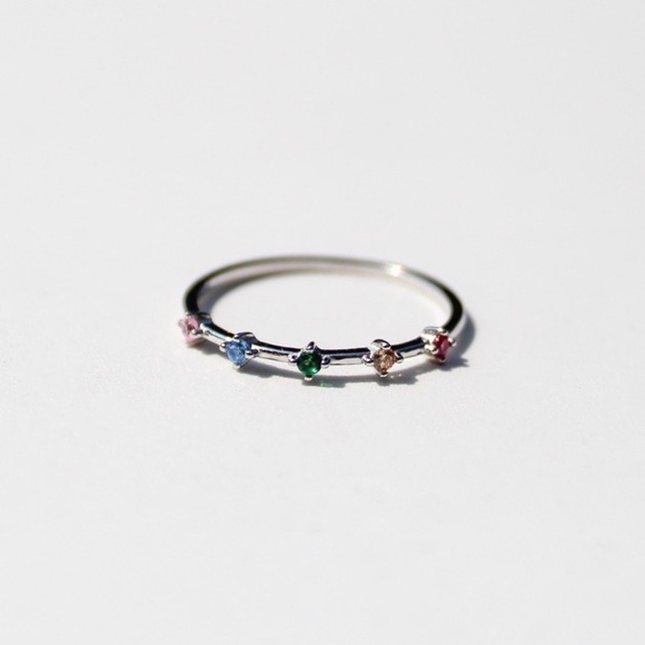 Sterling Silver Rainbow‎ Crystal Inlay Dainty Crown Ring Multicolor Simp… - Picture 1 of 4